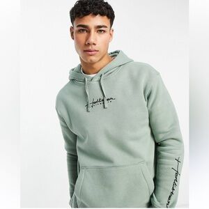 HOLLISTER Men's Sage Green Hoodie